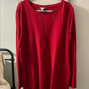 J. Jill Red Relaxed Fit Tunic with pockets